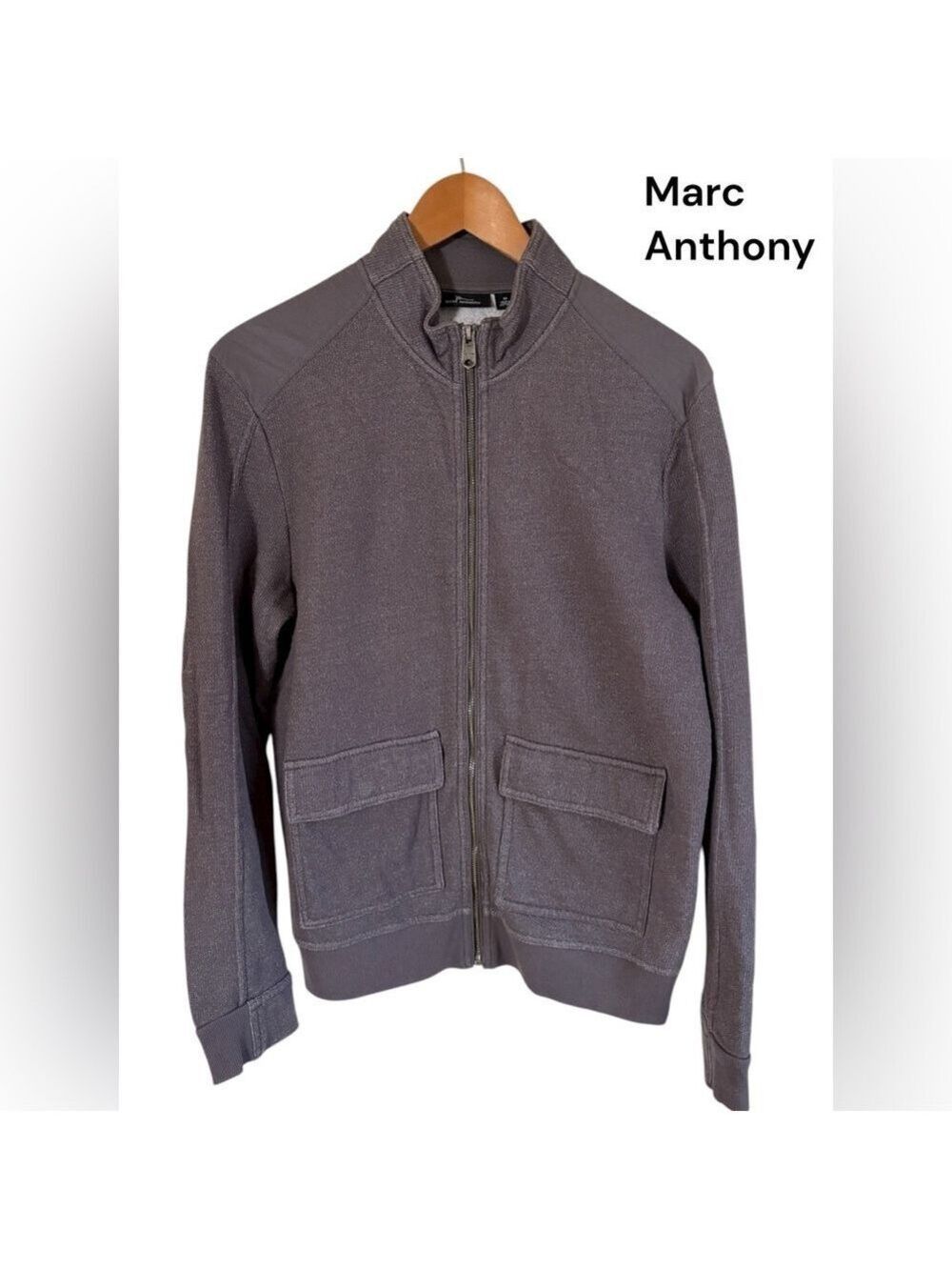 Marc Anthony- Men’s Medium full zip jacket. Dark gray. 2 pockets. Excellent cond - Picture 4 of 11